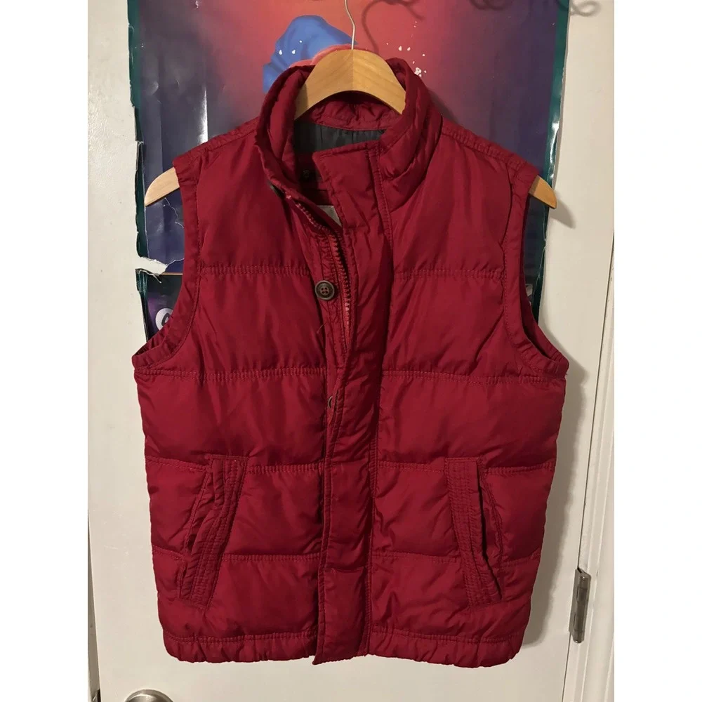Abercrombie Kids Red Kempshall Puffer Vest Boys Size Large Quilted Sleeveless